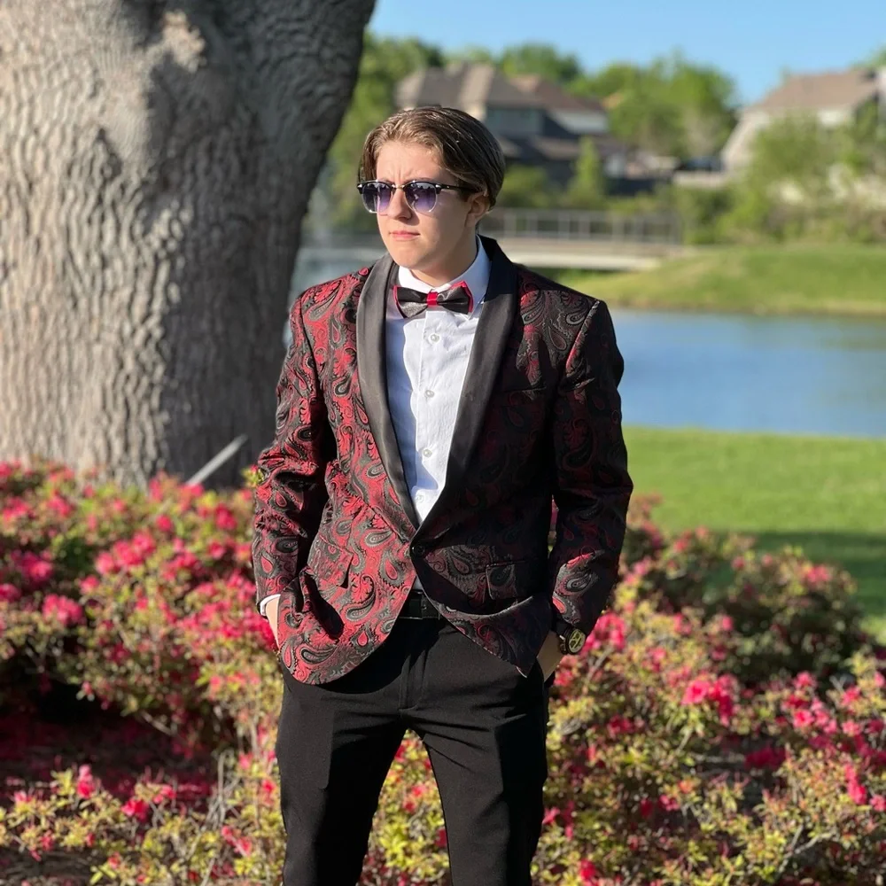 Red & black suite jacket - Picture 1 of 2